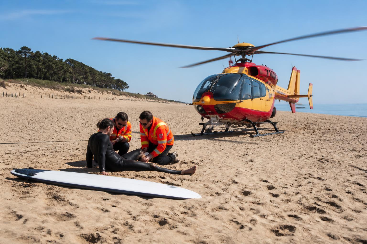 un surfeur a été secouru par hélicoptère sur la célèbre plage des culs-nus dans les landes, après une situation d'urgence en mer.